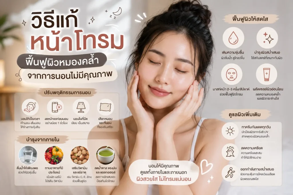 ทำไมหน้าดูโทรมทั้งที่นอนครบ 8 ชั่วโมง สาเหตุหน้าโทรมแม้จะนอนหลับเพียงพอ
